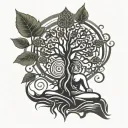 This is a scalp tatoo design for head. A bodhi tree where Budda is sitting in the middle with LOrd Shiva on the left and tattoo design idea