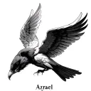 name azrael with angel bird tattoo design idea