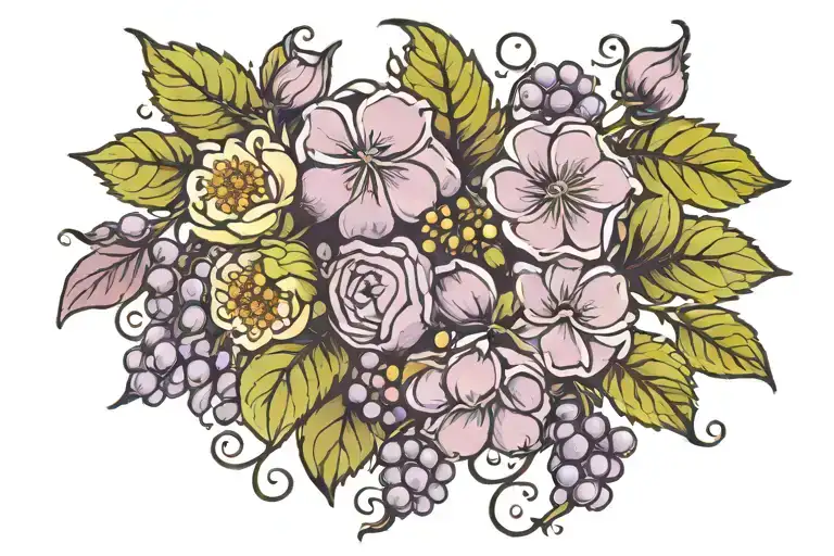 lilac and gooseberries tattoo design idea