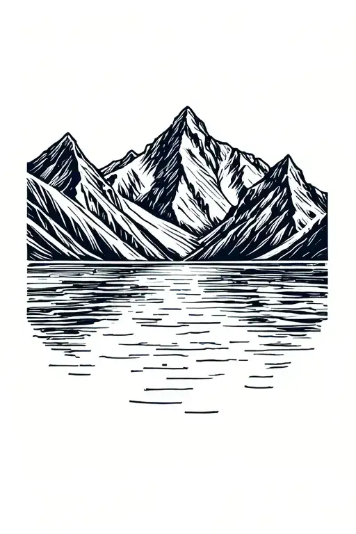 Cordillera Huayhuash with lagoon tattoo design idea