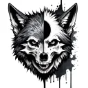 half skull half wolf face made tattoo design idea