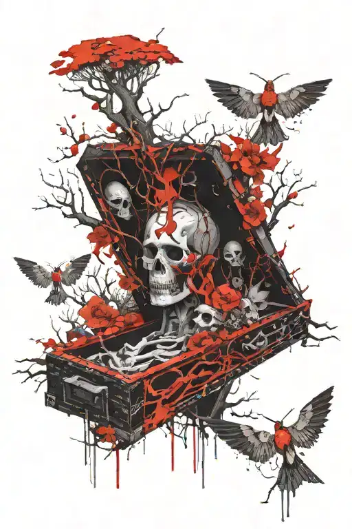 My coffin is still making noise in the forest. He is a tree. He is a tree. he nurses nests tattoo design idea