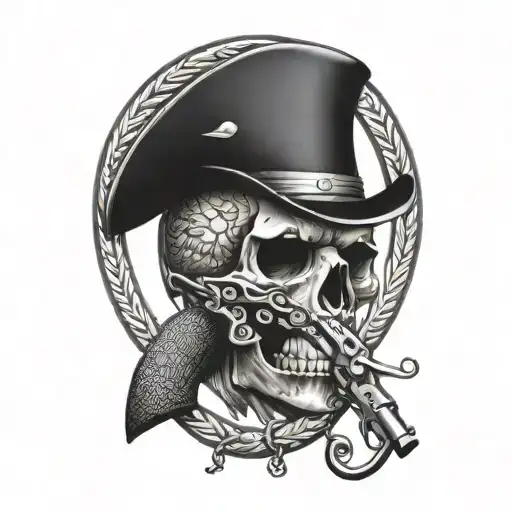 don't tread on me flintlock pistol tattoo design idea