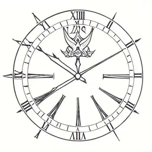 viking clock tattoo design idea