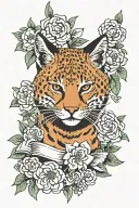 a Bobcat body with flowers and a bible verse under it tattoo design idea