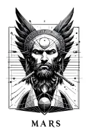 Geometric solar system, highlight the planet mars and change the logo into a logo of mars the roman god of war tattoo design idea