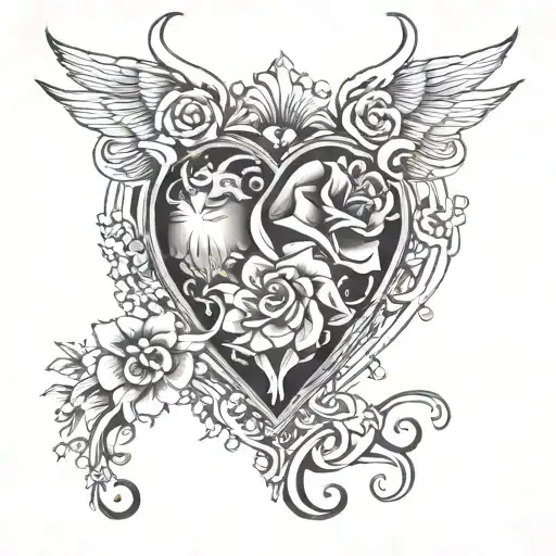K J T and heart  tattoo design idea