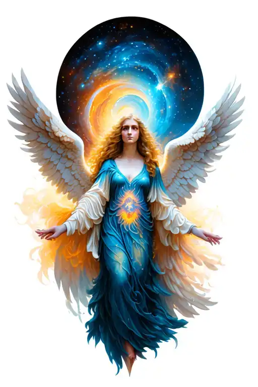 seraphim angel in universe tattoo design idea