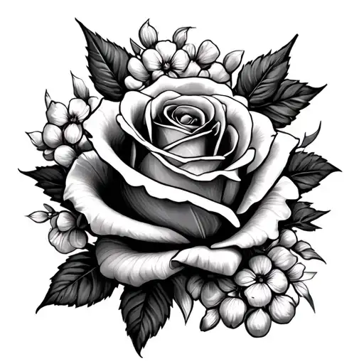 memorial for dad with rose and honey suckles tattoo design idea