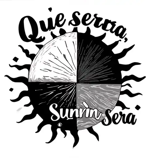 "Que sera, sera" I want to design a tattoo so black ink which is a half sun ( do to the fact that my papas name for me is sunshine) tattoo design idea