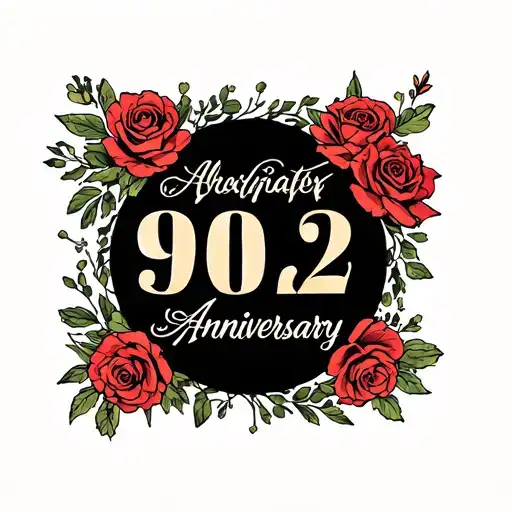 902 Anniversary date written inside surrounded tattoo design idea