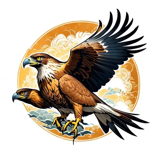 hawk flying and looking tattoo design idea