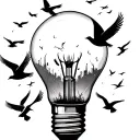 "²³itslaps" "²³itslaps" "²³itslaps" lightbulb containing birds flying out and others trapped tattoo design idea