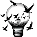 "²³itslaps" "²³itslaps" "²³itslaps" lightbulb containing birds flying out and others trapped tattoo design idea