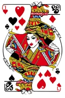 African American queen of hearts playing card tattoo design idea