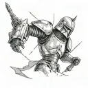 Torn Skin half sleeve tattoo featuring a suit of armor and some integration with star wars tattoo design idea