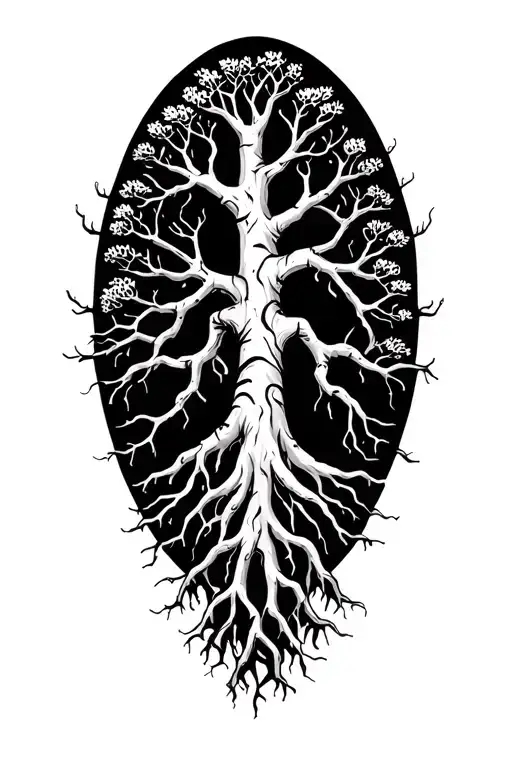 nordic tree roots spreading tattoo design idea