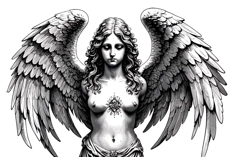 Angel with wings tattoo design idea