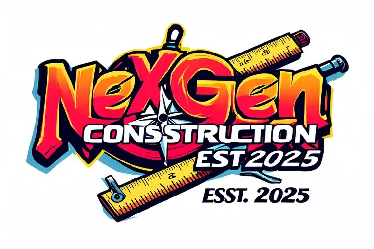"NexGen Construction EST. 2025" Combine the NexGen Construction EST. 2025 logo with a compass and ruler, symbolizing precision and innovation in construction tattoo design idea