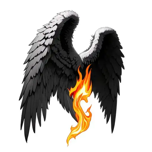 angel wings fire tattoo design idea