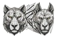 Wolf and gorilla face tattoo design idea