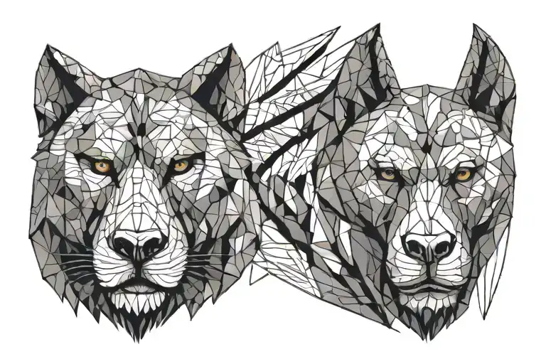 Wolf and gorilla face tattoo design idea