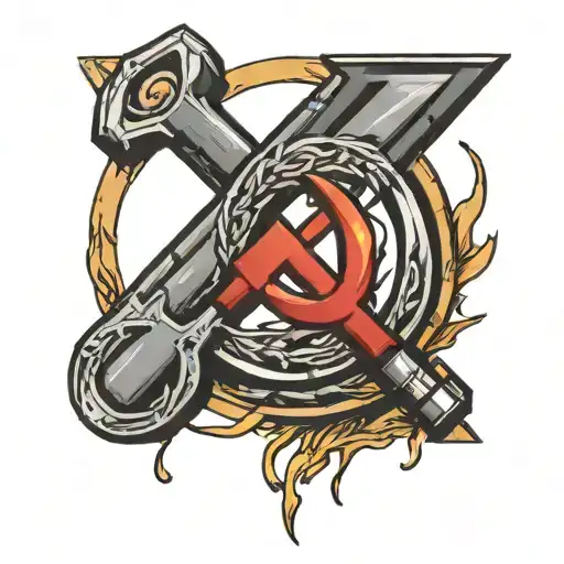 hammer and sickle representing the strength tattoo design idea