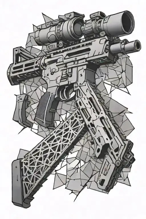 shattered ar-10  tattoo design idea