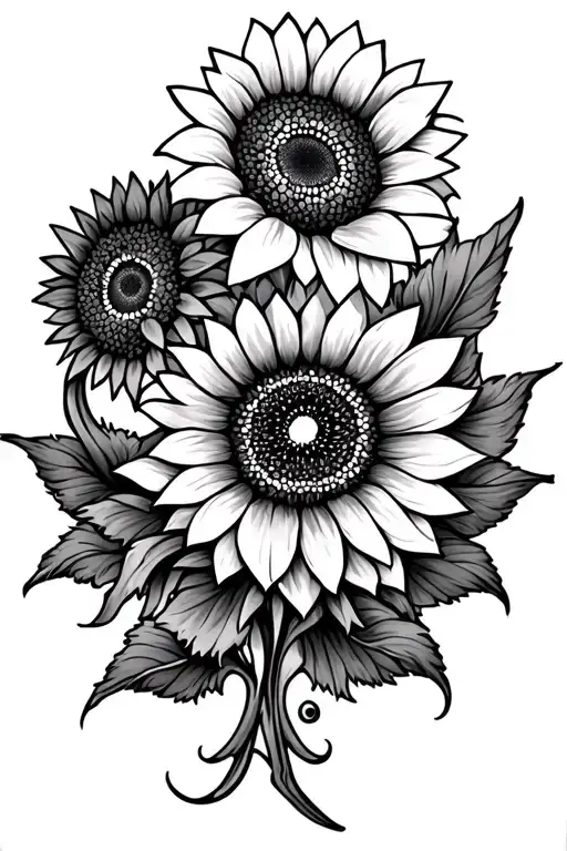 ornamental mandala with sunflowers tattoo design idea