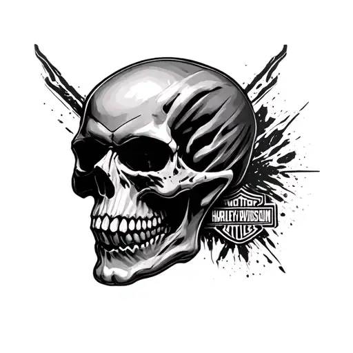 harley davidson logo faded into skull tattoo design idea