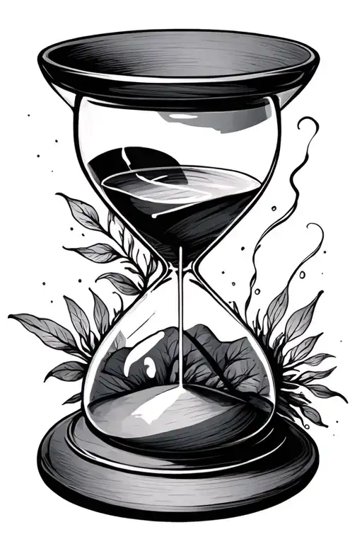 hour glass symbolizing being present time tattoo design idea
