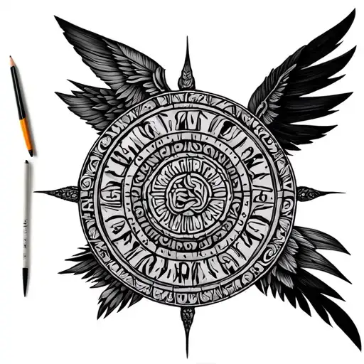 Aztec calendar tattoo design idea
