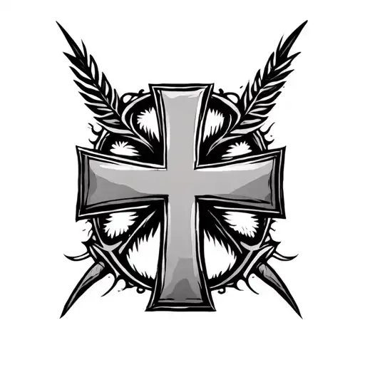 Maltese Cross with Tongan tribal inside the cross  tattoo design idea