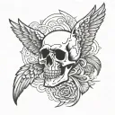 MASONRY SKULL WING BIKER tattoo design idea