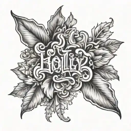 holly lucky 2 words in 1. 180 degrees tattoo design idea