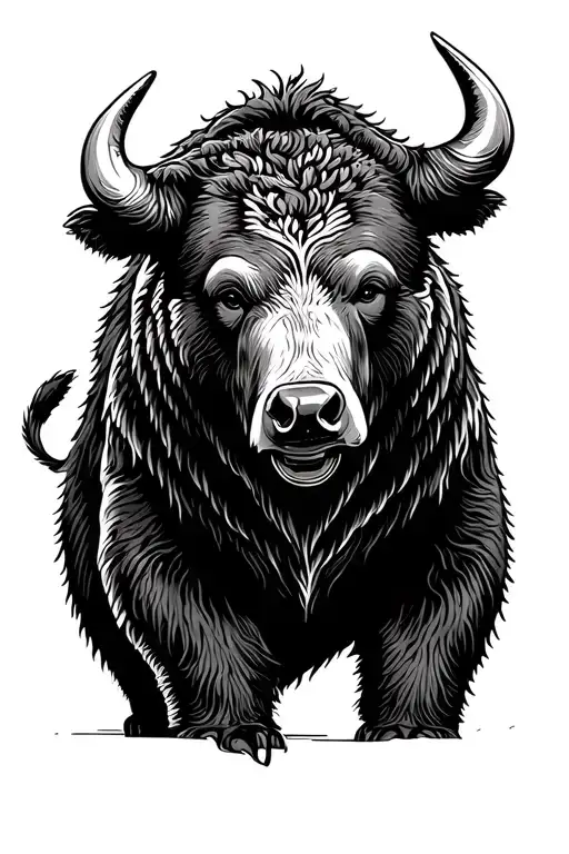 bull bear standing tattoo design idea