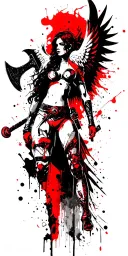 fantasy style female battle angel holding a battle axe tattoo design idea