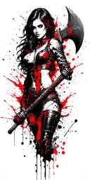 fantasy style female battle angel holding a battle axe tattoo design idea