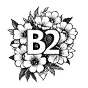 B2 with flowers and hearts surrounded tattoo design idea
