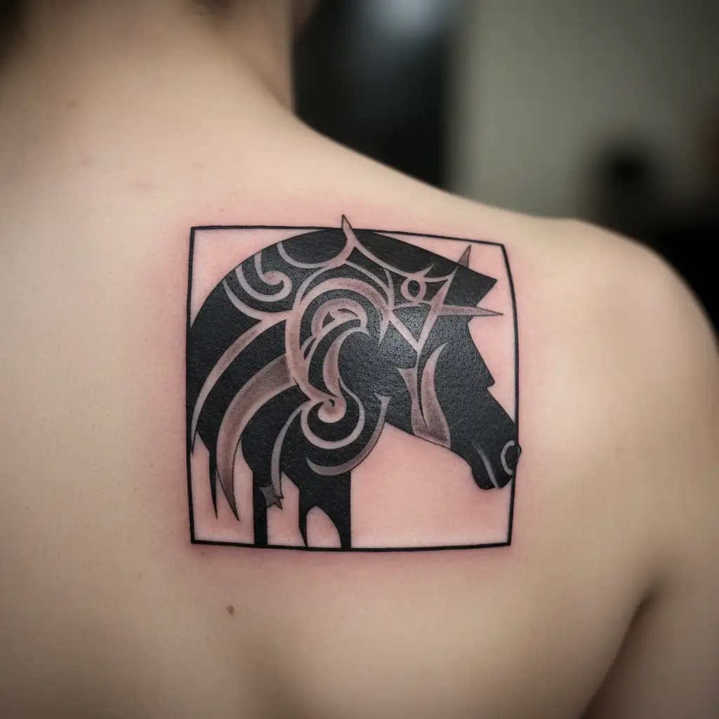 human figure morph romanian symbols tattoo design idea