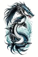ryujin with 3 kio fish swimming upstream tattoo design idea
