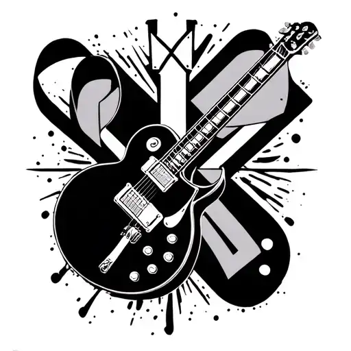 les paul guitar and overdose awareness ribbon tattoo design idea