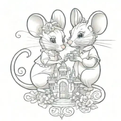 Cinderella mice tattoo design idea