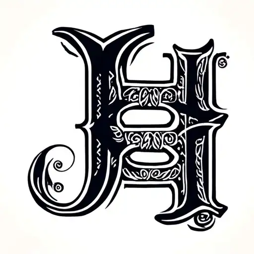 cattle brand using a capital B and a capital H places with the B backwards and against the leg of the H tattoo design idea