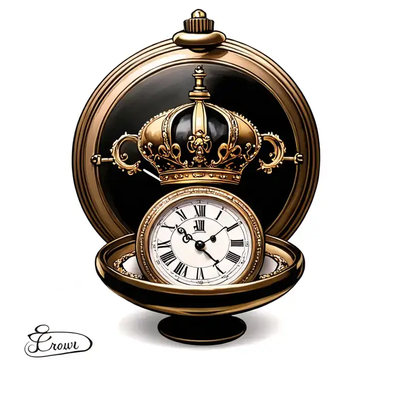 Crown J pocket watch tattoo design idea