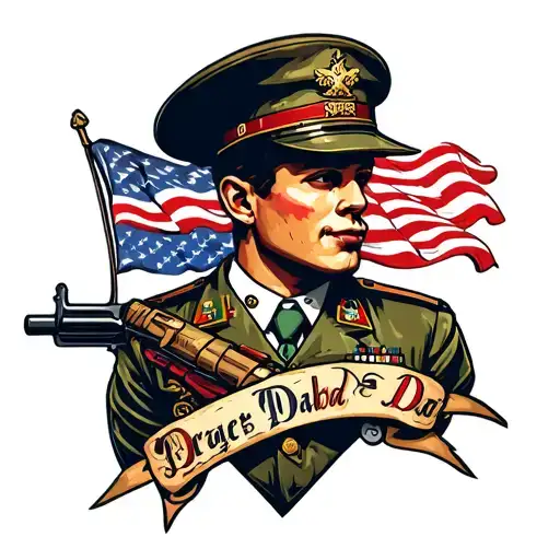military dad memorial tattoo design idea