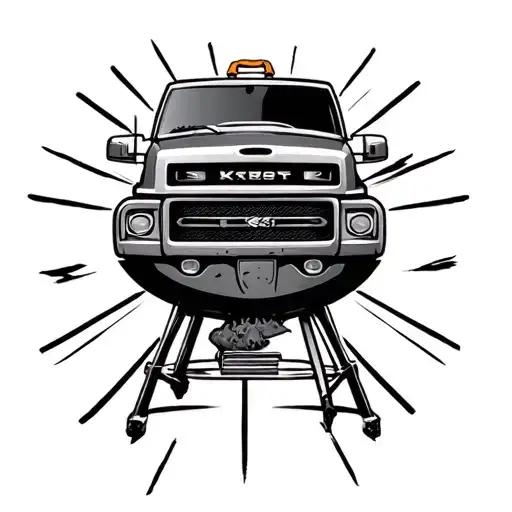 truck and bbq tattoo design idea