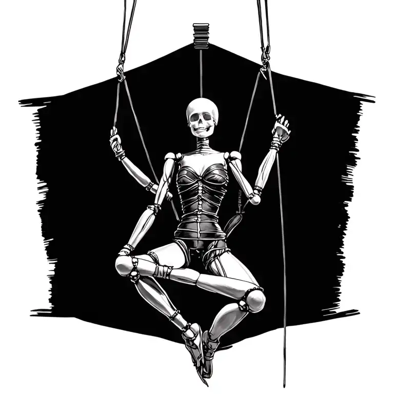 marionette hanging tattoo design idea