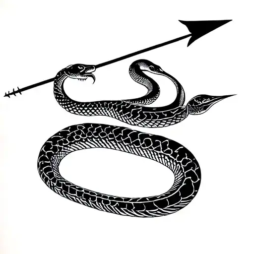 snake, bow and arrow tattoo design idea