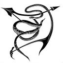 snake, bow and arrow tattoo design idea